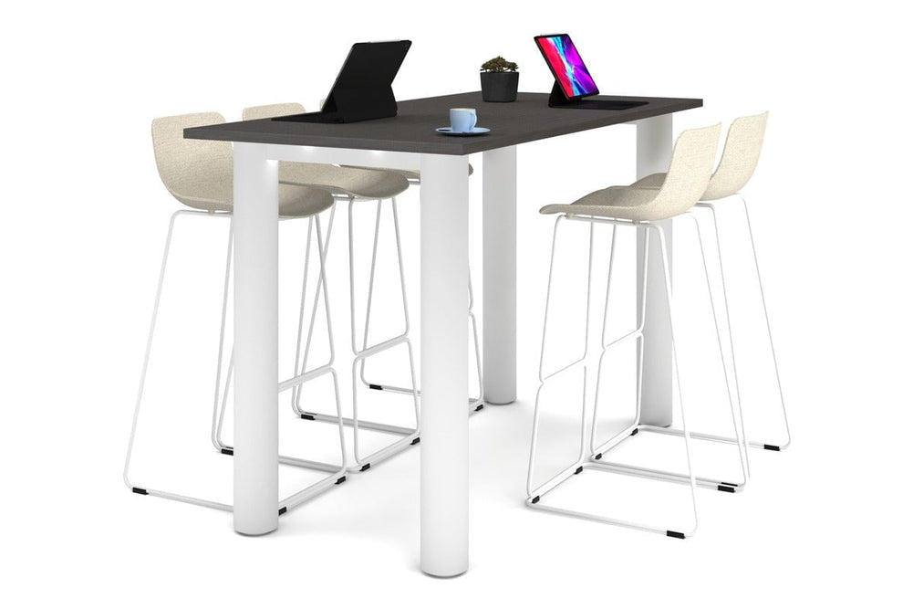 Quadro Cylinder Legs Counter Table  [1800L x 800W]-white leg dark oak 