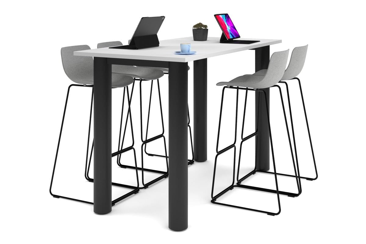 Quadro Cylinder Legs Counter Table [1800L x 800W] Jasonl black leg white 