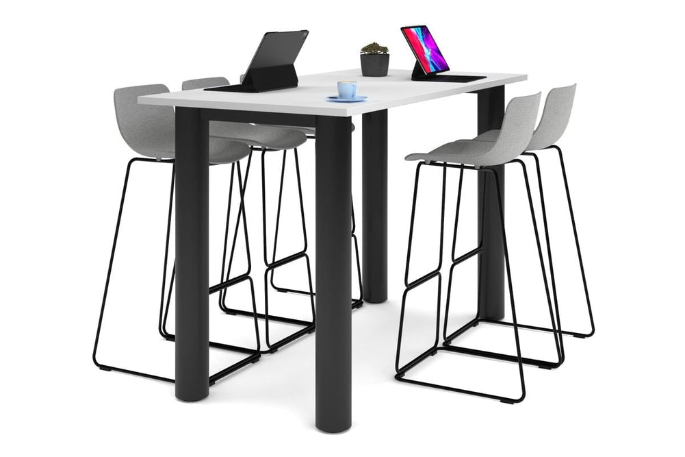 Quadro Cylinder Legs Counter Table  [1800L x 800W]-black leg white 