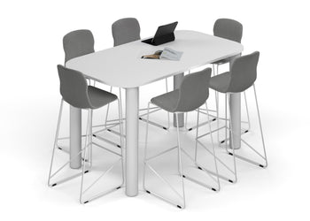 Quadro Cylinder Legs Counter Table - Large Rounded Corners [1800L x 1000W with Large Rounded CornersW] Jasonl white leg white 
