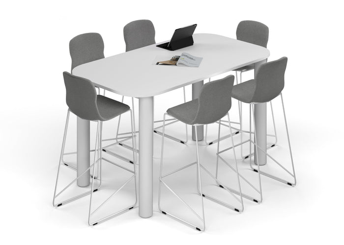 Quadro Cylinder Legs Counter Table - Large Rounded Corners [1800L x 1000W with Large Rounded CornersW] Jasonl white leg white 