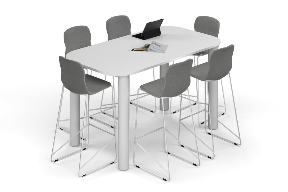 Quadro Cylinder Legs Counter Table - Large Rounded Corners [1800L x 1000W with Large Rounded CornersW]-white leg white 