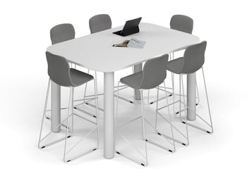 Quadro Cylinder Legs Counter Table - Large Rounded Corners [1800L x 1200W with Large Rounded CornersW] Jasonl white leg white 