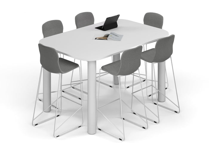 Quadro Cylinder Legs Counter Table - Large Rounded Corners [1800L x 1200W with Large Rounded CornersW] Jasonl white leg white 