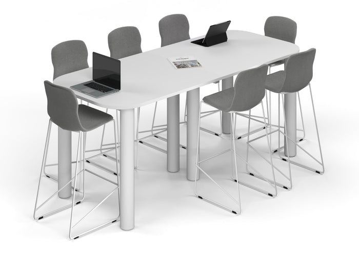 Quadro Cylinder Legs Counter Table - Large Rounded Corners [2400L x 1000W with Large Rounded CornersW] Jasonl white leg white 