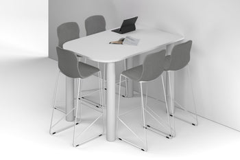  - Quadro Cylinder Legs Half Counter Table - Large Rounded Corners [1500L x 1000W with Large Rounded CornersW] - 1