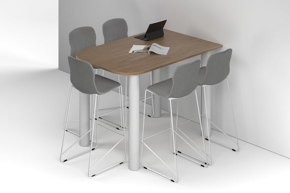 Quadro Cylinder Legs Half Counter Table - Large Rounded Corners [1500L x 1000W with Large Rounded CornersW]-white leg salvage oak 