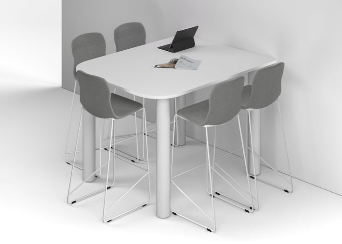 Quadro Cylinder Legs Half Counter Table - Large Rounded Corners [1500L x 1200W with Large Rounded CornersW] Jasonl white leg white 