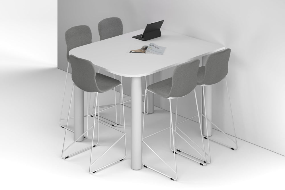 Quadro Cylinder Legs Half Counter Table - Large Rounded Corners [1500L x 1200W with Large Rounded CornersW]-white leg white 