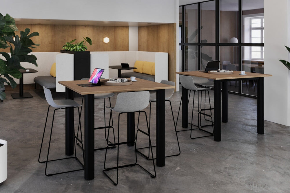 Quadro Cylinder Legs Large Counter Table [1200L x 1200W]-black leg  