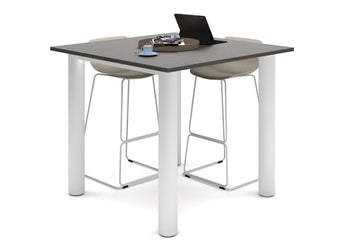 Quadro Cylinder Legs Large Counter Table [1200L x 1200W] Jasonl white leg dark oak 