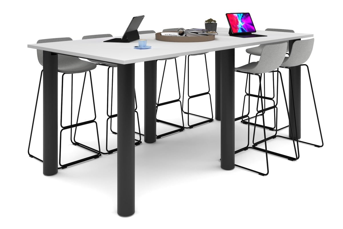 Quadro Cylinder Legs Large Counter Table [2400L x 1200W] Jasonl black leg white 