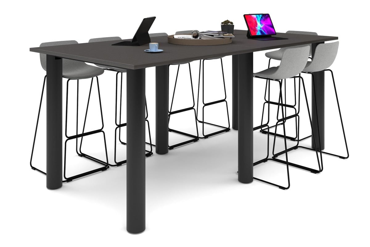 Quadro Cylinder Legs Large Counter Table [2400L x 1200W] Jasonl black leg dark oak 