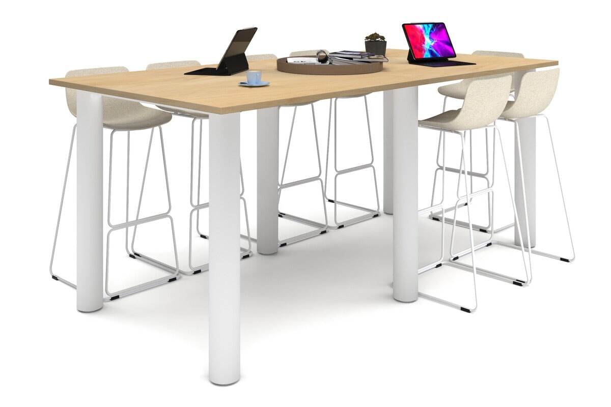 Quadro Cylinder Legs Large Counter Table [2400L x 1200W] Jasonl white leg maple 