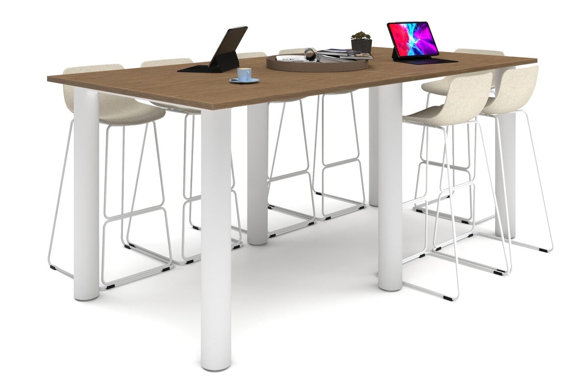 Quadro Cylinder Legs Large Counter Table [2400L x 1200W] Jasonl white leg salvage oak 
