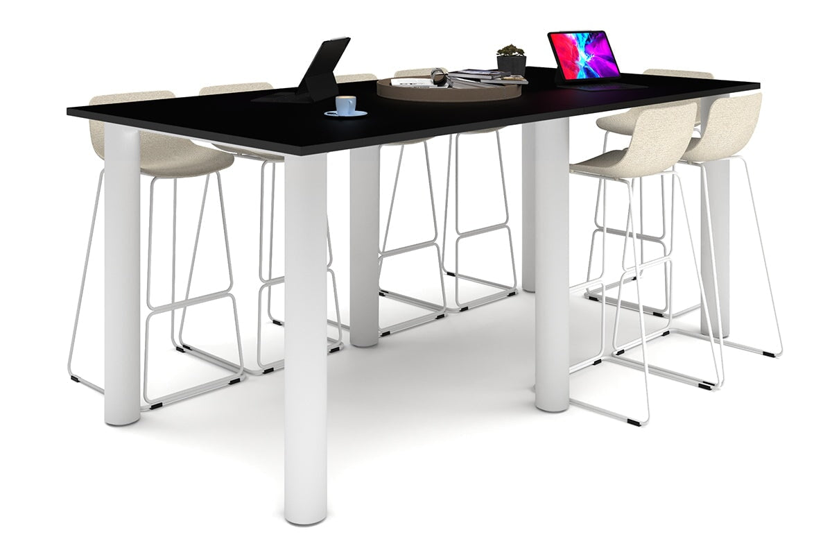 Quadro Cylinder Legs Large Counter Table [2400L x 1200W] Jasonl white leg black 
