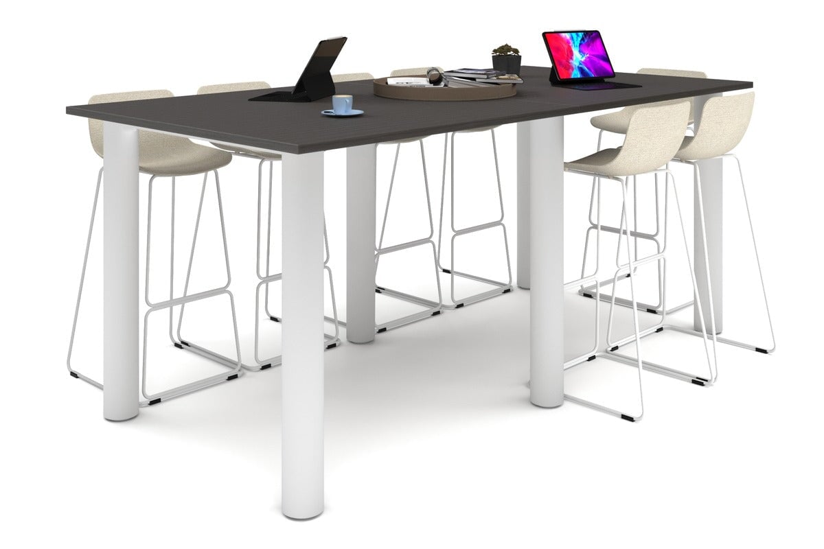 Quadro Cylinder Legs Large Counter Table [2400L x 1200W] Jasonl white leg dark oak 