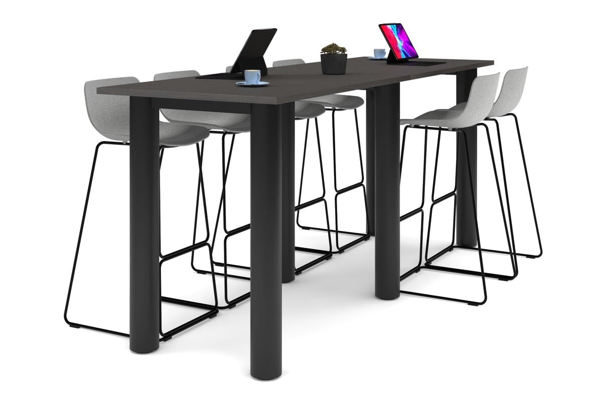 Quadro Cylinder Legs Large Counter Table [2400L x 800W] Jasonl black leg dark oak 