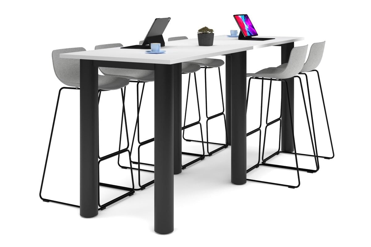 Quadro Cylinder Legs Large Counter Table [2400L x 800W] Jasonl black leg white 