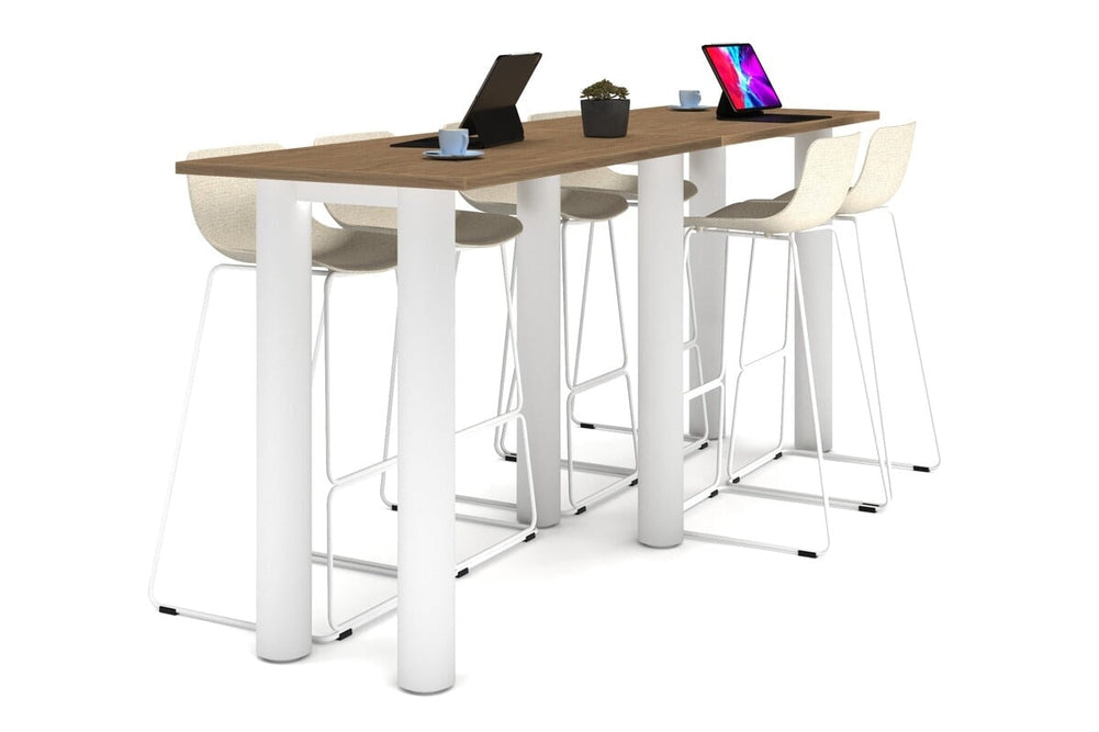 Quadro Cylinder Legs Large Counter Table [2800L x 700W]-white leg salvage oak 