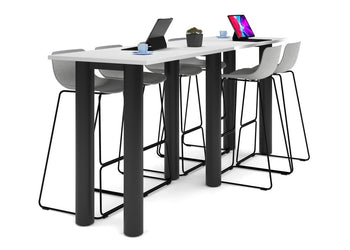 Quadro Cylinder Legs Large Counter Table [2800L x 700W] Jasonl black leg white 