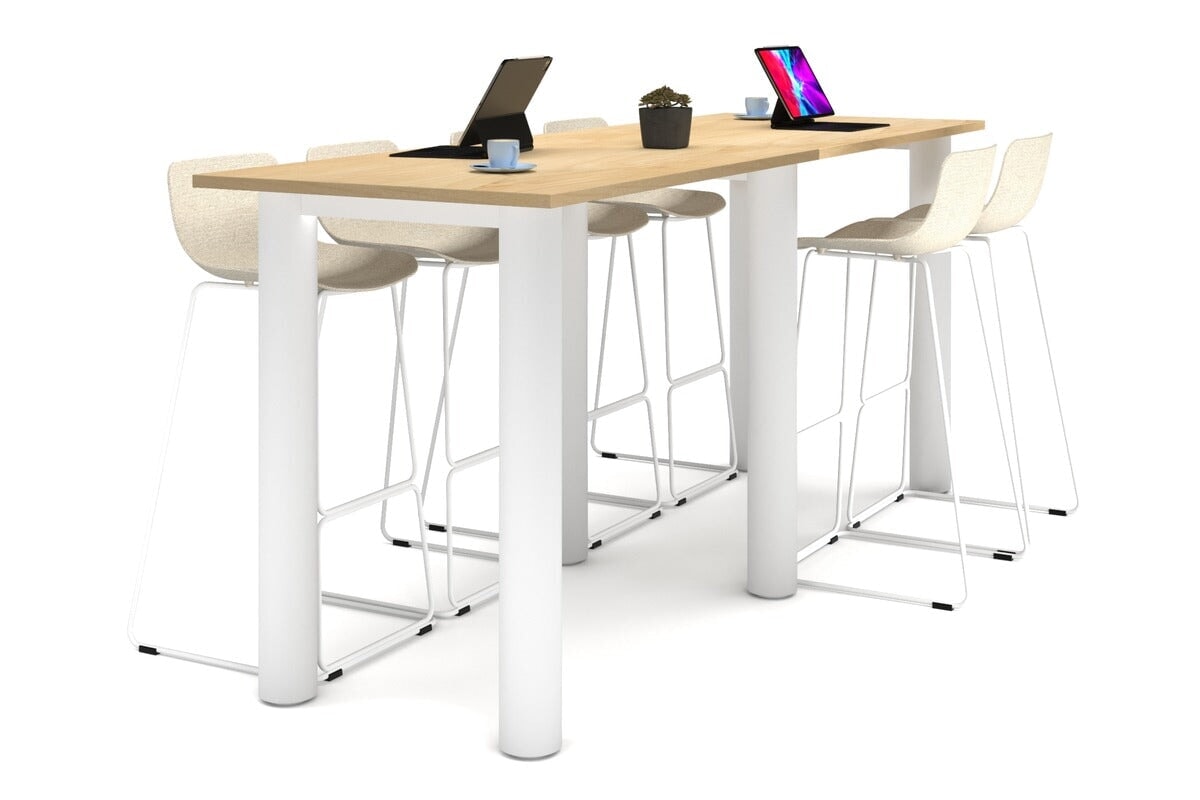 Quadro Cylinder Legs Large Counter Table [2800L x 800W] Jasonl white leg maple 