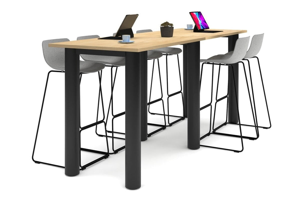 Quadro Cylinder Legs Large Counter Table [2800L x 800W]-black leg maple 