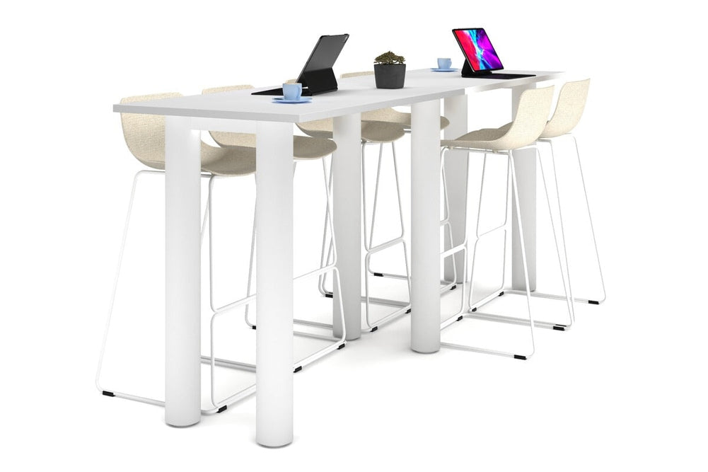 Quadro Cylinder Legs Large Counter Table [3200L x 700W]-white leg white 