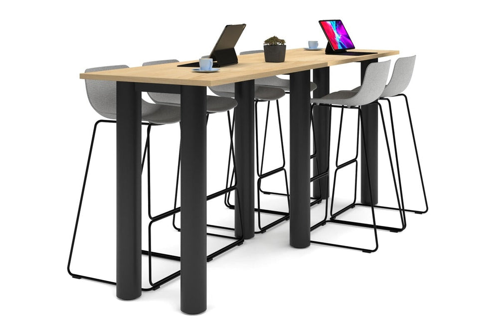 Quadro Cylinder Legs Large Counter Table [3200L x 700W]-black leg maple 