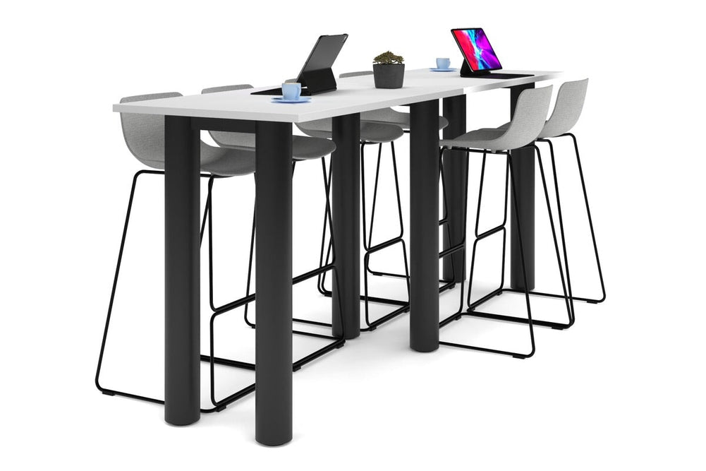 Quadro Cylinder Legs Large Counter Table [3200L x 700W]-black leg white 