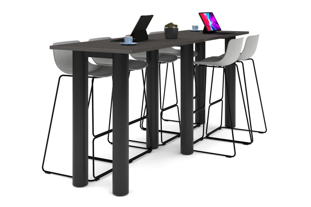 Quadro Cylinder Legs Large Counter Table [3200L x 700W]-black leg dark oak 