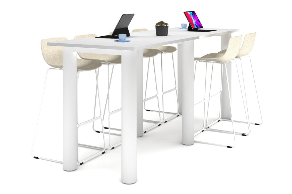 Quadro Cylinder Legs Large Counter Table [3200L x 800W]-white leg white 