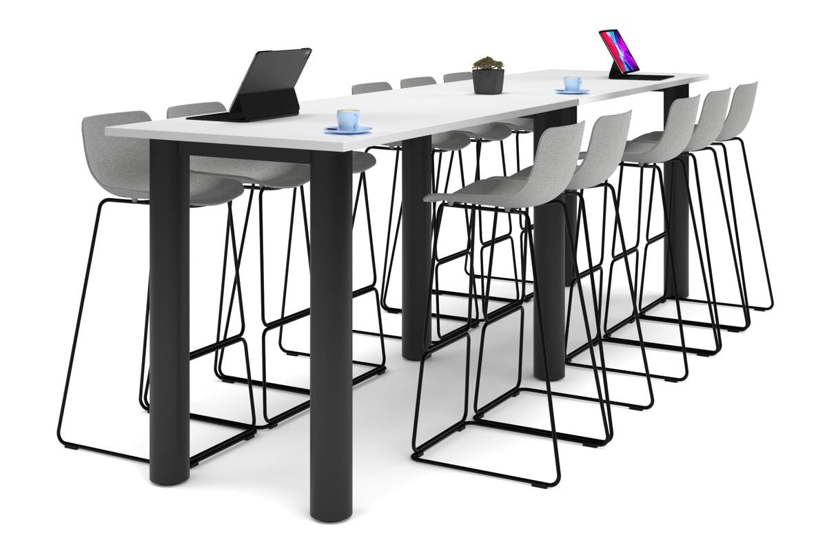Quadro Cylinder Legs Large Counter Table [3200L x 800W] Jasonl black leg white 