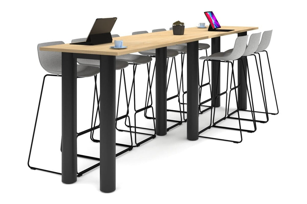 Quadro Cylinder Legs Large Counter Table [3600L x 700W]-black leg maple 