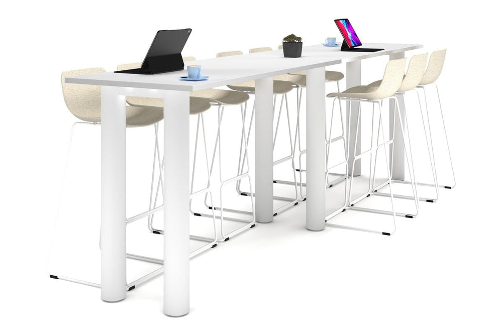 Quadro Cylinder Legs Large Counter Table [3600L x 700W]-white leg white 