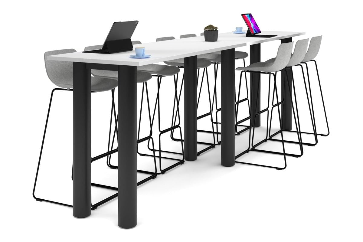 Quadro Cylinder Legs Large Counter Table [3600L x 700W] Jasonl black leg white 