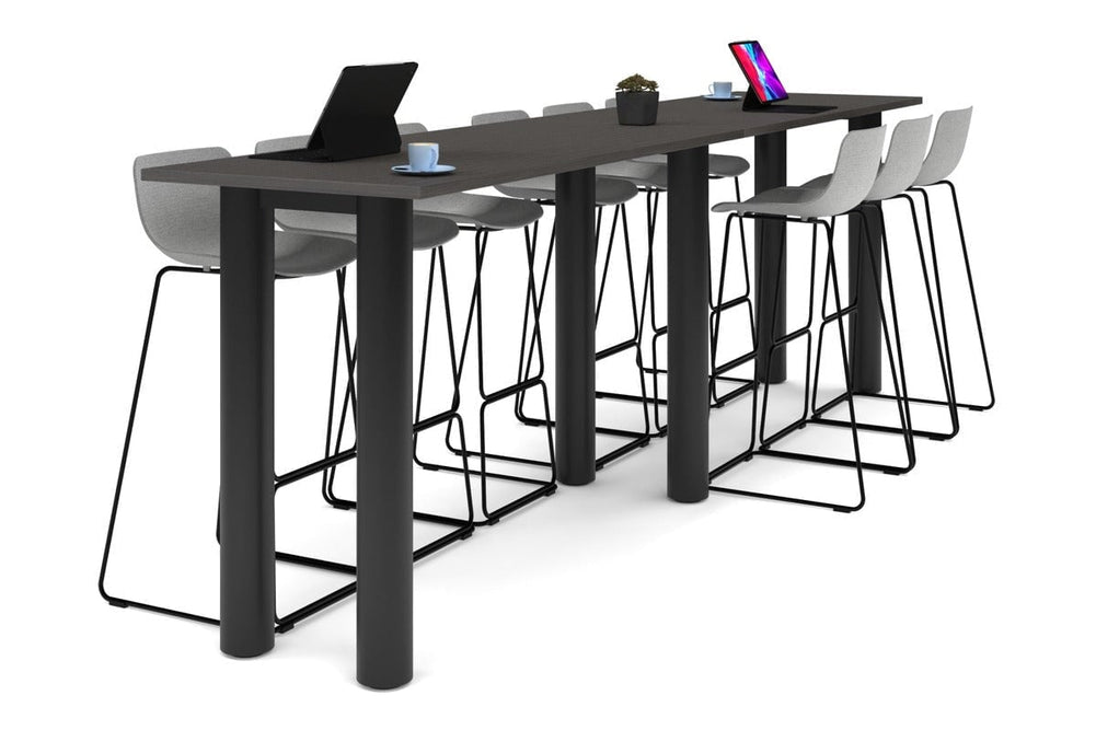 Quadro Cylinder Legs Large Counter Table [3600L x 700W]-black leg dark oak 