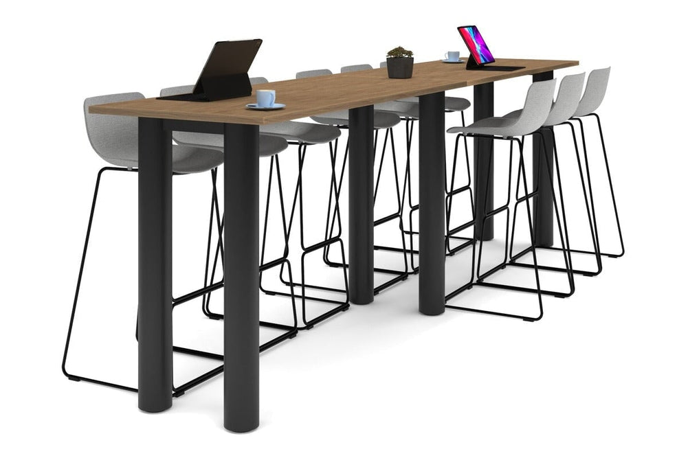 Quadro Cylinder Legs Large Counter Table [3600L x 700W]-black leg salvage oak 