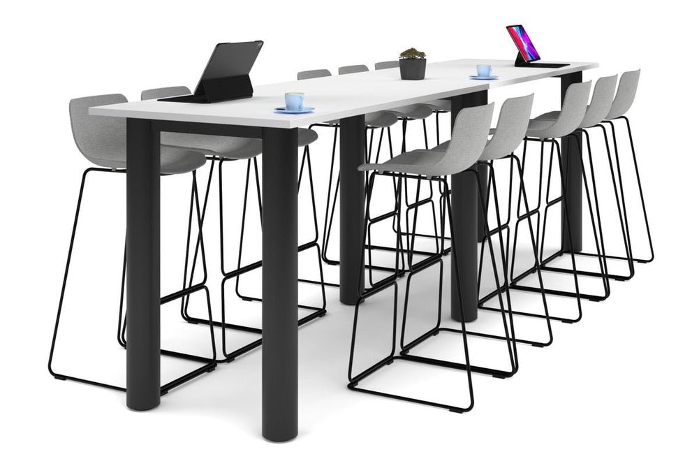 Quadro Cylinder Legs Large Counter Table [3600L x 800W]-black leg white 