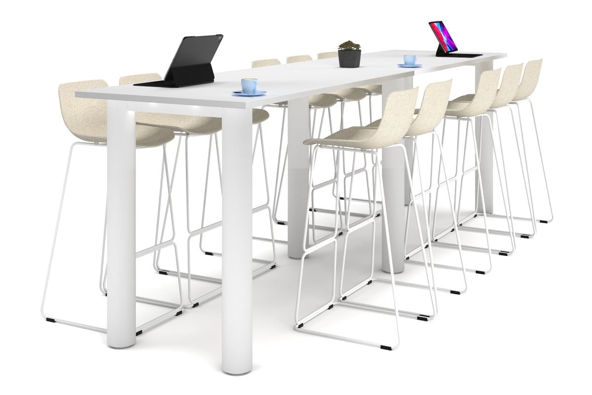 Quadro Cylinder Legs Large Counter Table [3600L x 800W] Jasonl white leg white 