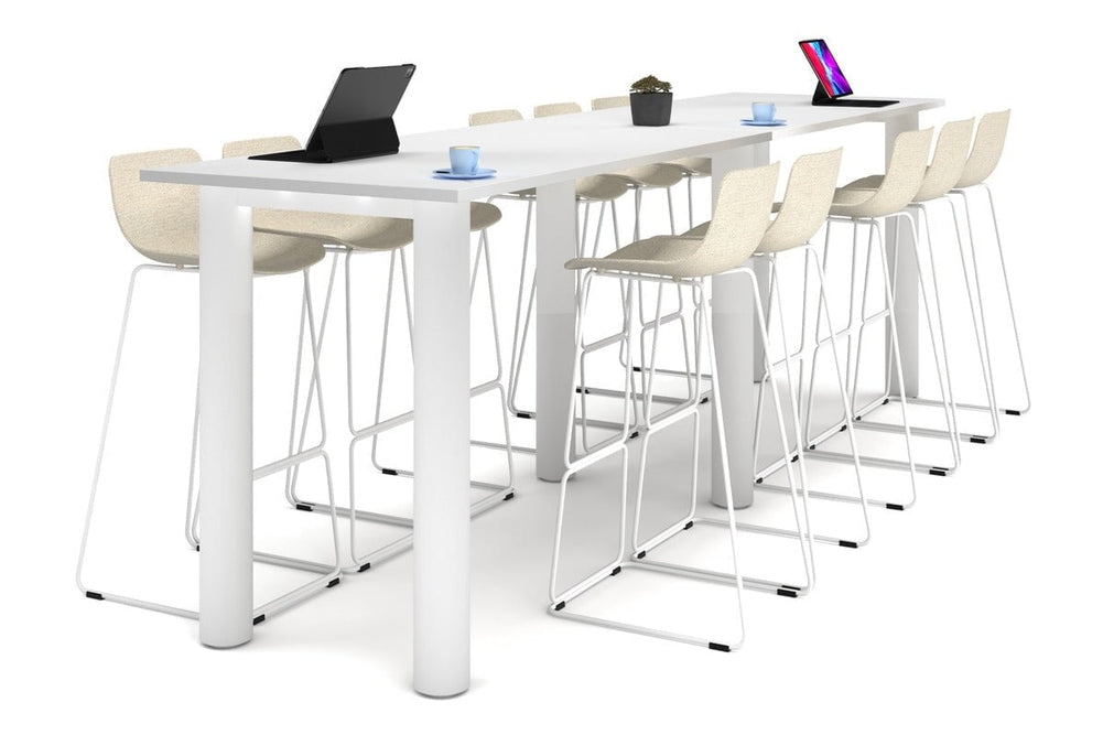 Quadro Cylinder Legs Large Counter Table [3600L x 800W]-white leg white 