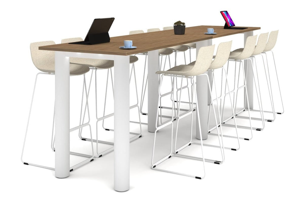Quadro Cylinder Legs Large Counter Table [3600L x 800W]-white leg salvage oak 