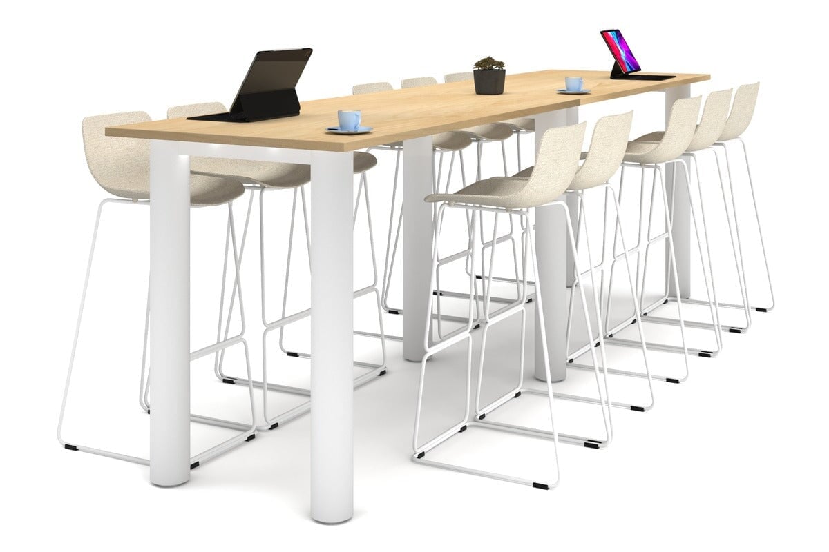 Quadro Cylinder Legs Large Counter Table [3600L x 800W] Jasonl white leg maple 