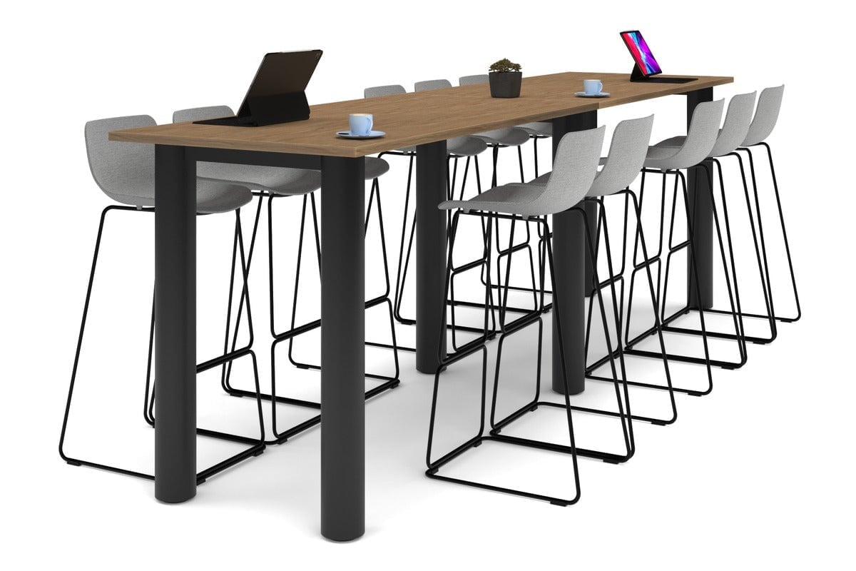 Quadro Cylinder Legs Large Counter Table [3600L x 800W] Jasonl black leg salvage oak 