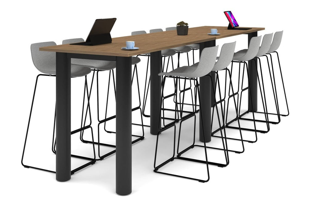 Quadro Cylinder Legs Large Counter Table [3600L x 800W]-black leg salvage oak 