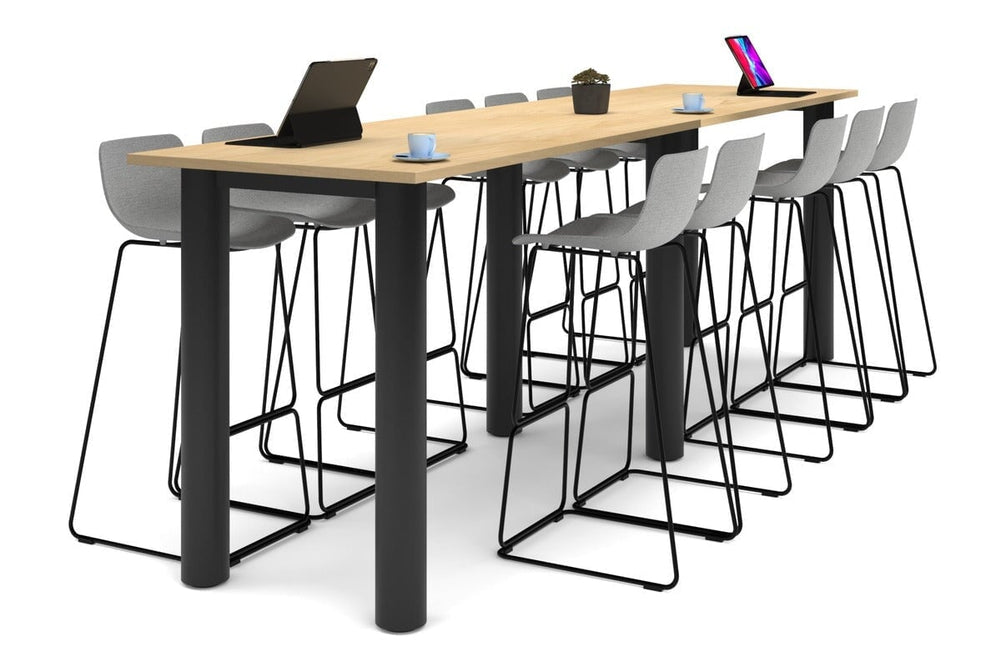 Quadro Cylinder Legs Large Counter Table [3600L x 800W]-black leg maple 