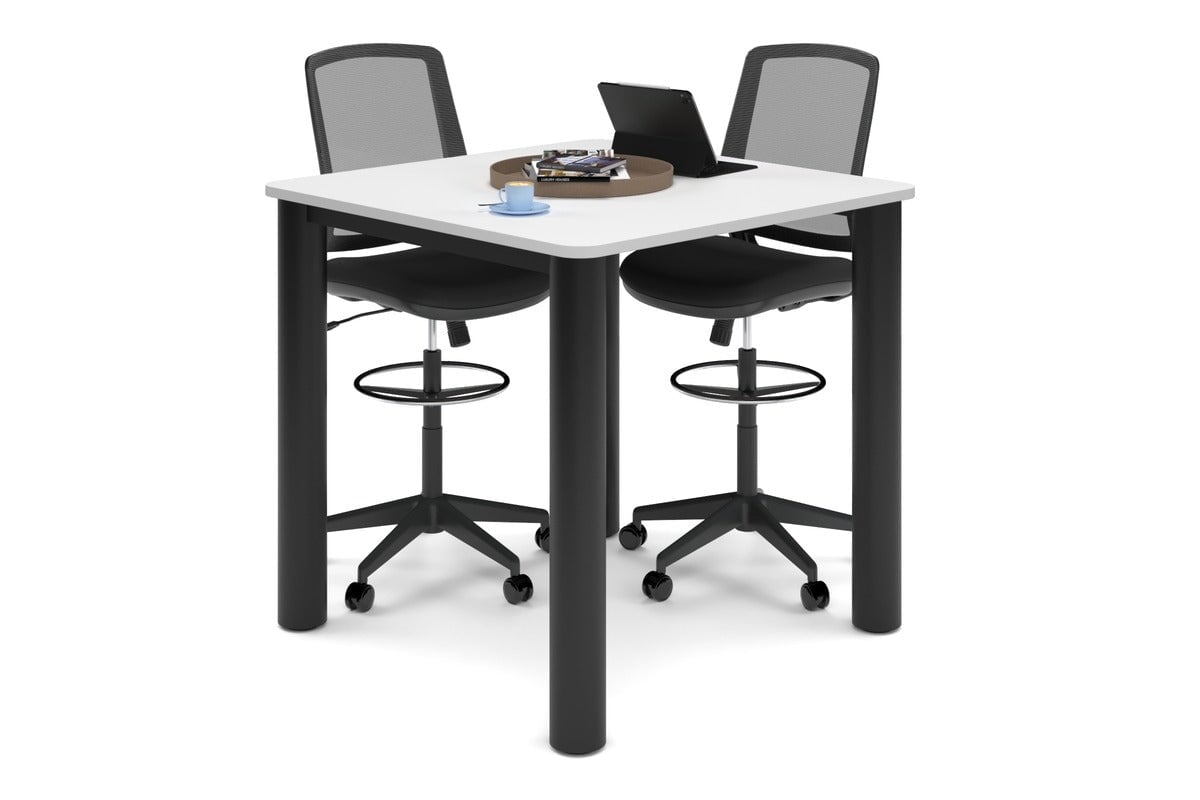 Quadro Cylinder Legs Large Counter Table - Rounded Corners [1100L x 1100W with Rounded Corners] Jasonl black leg white 