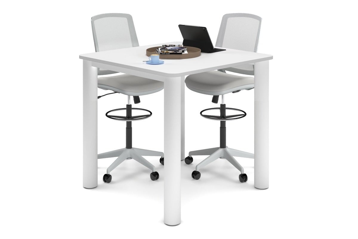 Quadro Cylinder Legs Large Counter Table - Rounded Corners [1100L x 1100W with Rounded Corners] Jasonl white leg white 
