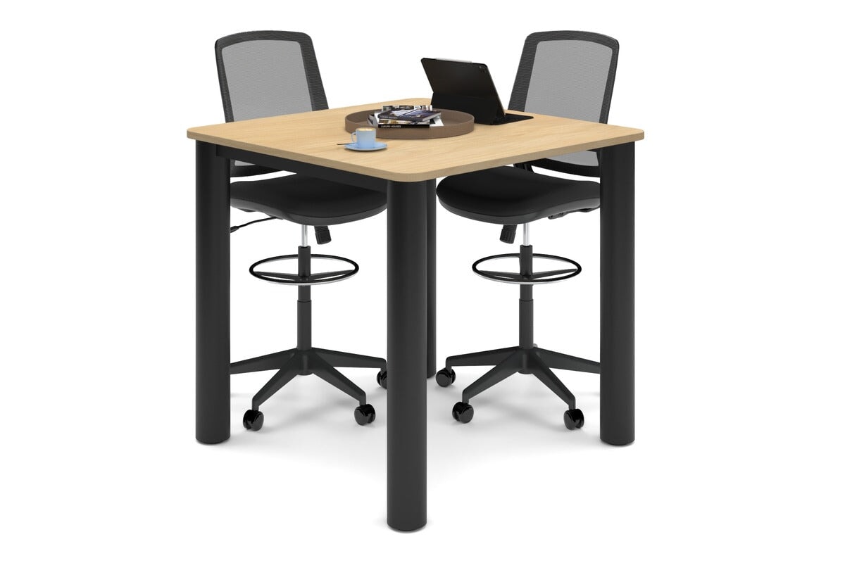 Quadro Cylinder Legs Large Counter Table - Rounded Corners [1100L x 1100W with Rounded Corners] Jasonl black leg maple 