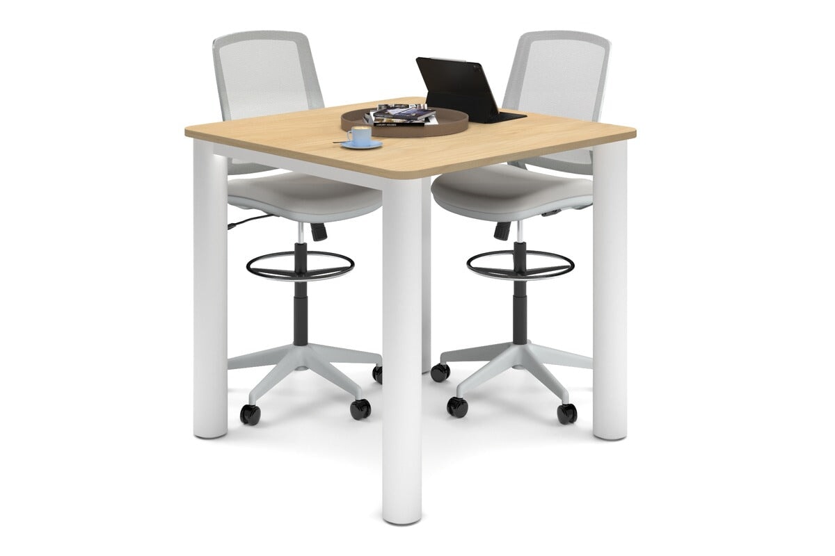 Quadro Cylinder Legs Large Counter Table - Rounded Corners [1100L x 1100W with Rounded Corners] Jasonl white leg maple 